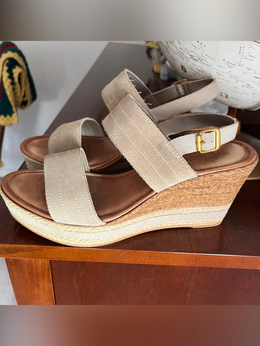 Coach and Four Beige Espadrille Wedge Sandals